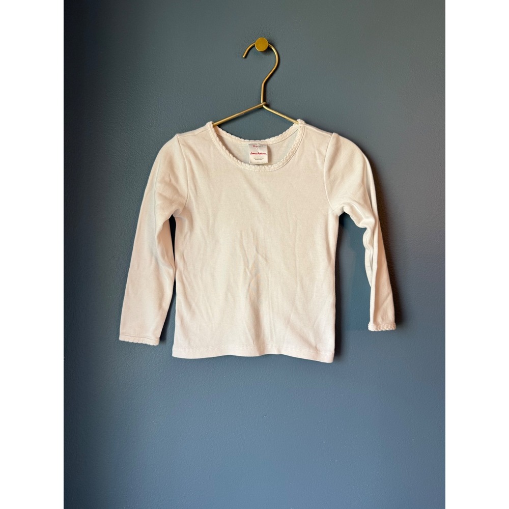 Hanna Andersson Kids White‎ Long Sleeve Picot Trim